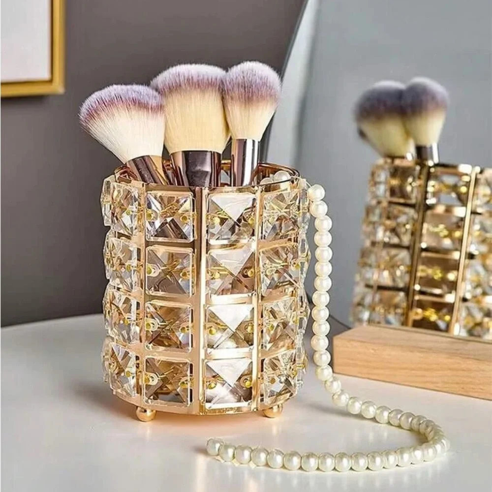Gold Crystal Rhinestone Makeup Brush Holder NEW 🏷️